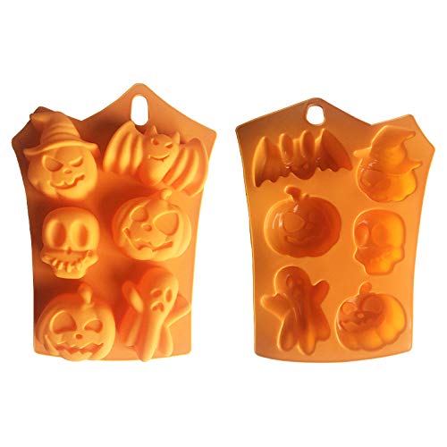 Scucs - Molde de silicona con diseño de murciélagos, calabaza y calabaza, para hacer jabones, para hacer caramelos, para fiestas de Halloween
