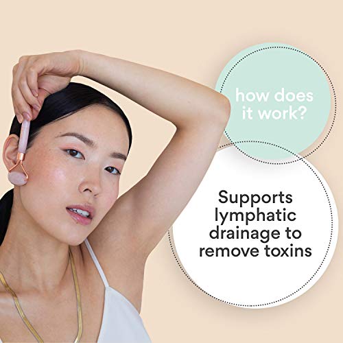 Sdara Rodillo de cuarzo rosa - Rodillo facial para arrugas, hinchazón en los ojos y alivio de la presión en los senos nasales - Piel de tono uniforme - Cuarzo rosa