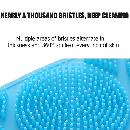 Sdllmta Cepillo de baño de silicona extendido, exfoliación de doble cara y eliminación de suciedad, exfoliante de espalda corporal, fácil de limpiar espumante bien duradero 72 x 12 cm (azul)