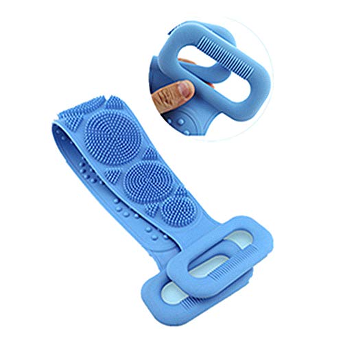 Sdllmta Cepillo de baño de silicona extendido, exfoliación de doble cara y eliminación de suciedad, exfoliante de espalda corporal, fácil de limpiar espumante bien duradero 72 x 12 cm (azul)