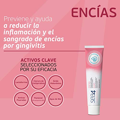 Sea4 Pasta Dentífrica Encías Uso Diario, Previene el Sangrado de Encias e Inflamación por Gingivitis, Formulado con Agua de Mar, 75ml