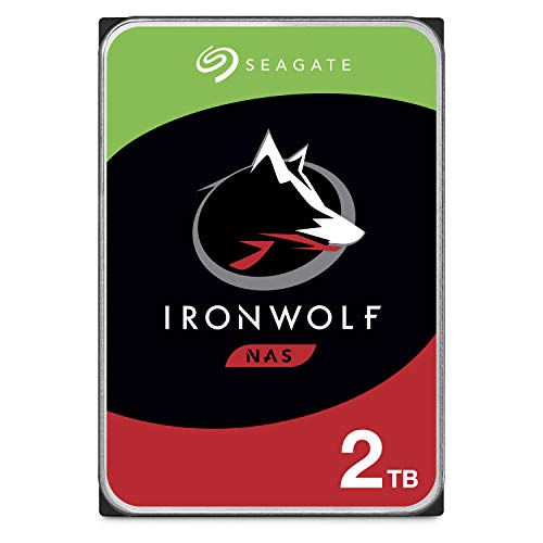 Seagate IronWolf, 2TB, NAS, Disco duro interno, HDD, CMR 3,5" SATA 6 Gb/s, 7200 r.p.m., caché de 256 MB para almacenamiento conectado a red RAID (ST2000VN004)