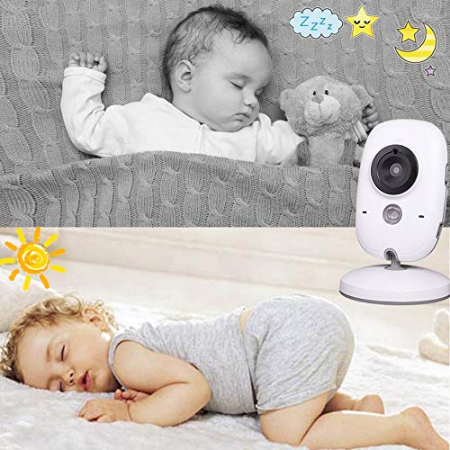 Searong Vigilabebés Inalambrico Bebé Monitor con cámara 3.2" LCD visión nocturna Wireless Baby Monitor, sensor de temperatura