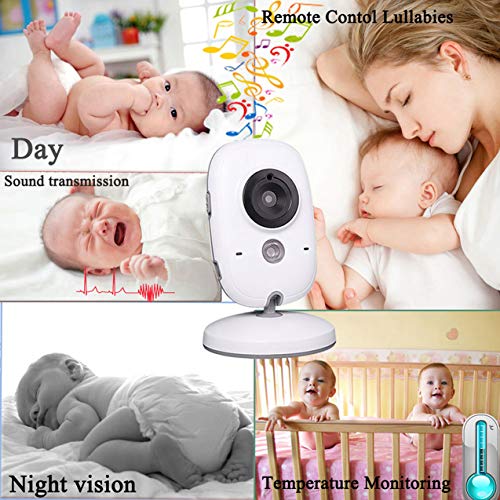 Searong Vigilabebés Inalambrico Bebé Monitor con cámara 3.2" LCD visión nocturna Wireless Baby Monitor, sensor de temperatura