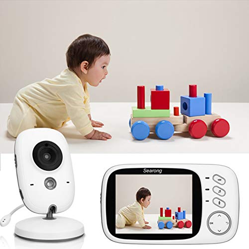 Searong Vigilabebés Inalambrico Bebé Monitor con cámara 3.2" LCD visión nocturna Wireless Baby Monitor, sensor de temperatura