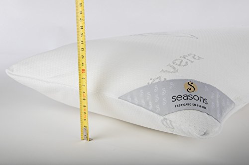 Seasons Almohada Viscoelastica 75 cms, Antiácaros y Antibacterias, Tejido Aloe Vera Hilo de Plata. Doble Funda, 100%, 75 cm