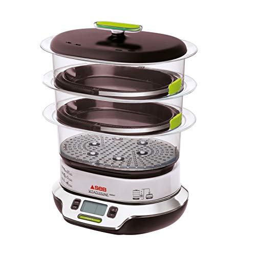Seb VS404300 Vitacuisine Compact Vaporera sin BPA, potencia de 1800 W, capacidad de 10.3 L, color negro y cromo