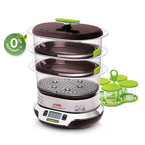 Seb VS404300 Vitacuisine Compact Vaporera sin BPA, potencia de 1800 W, capacidad de 10.3 L, color negro y cromo