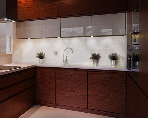 SEBSON® 6x LED bajo mueble empotrable, regulable sin contacto, sensor de infrarrojos, LED bajo gabinete, calido blanca 3000K, ronda, 6x 1,8W, 150lm