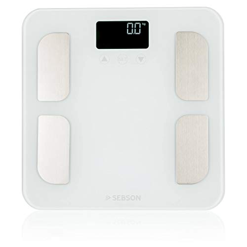 SEBSON Báscula Corporal digital, Bascula Baño analisis corporal (8 valores) - peso, grasa, agua, muscular, IMC, etc - Balanza Personal de hasta 180kg
