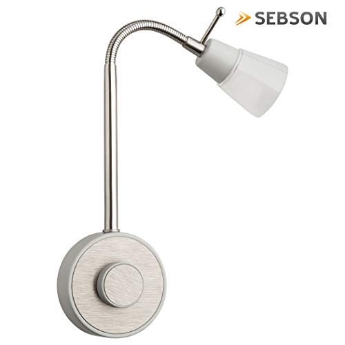 SEBSON® Lámpara enchufe LED regulable, Luz enchufe nocturna 2W, Luz Lectura Pared flexible