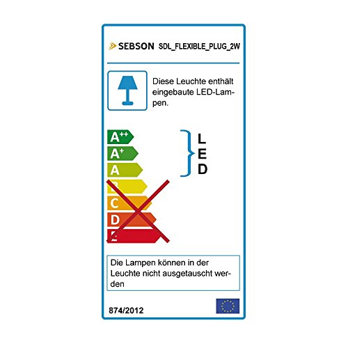 SEBSON® Lámpara enchufe LED regulable, Luz enchufe nocturna 2W, Luz Lectura Pared flexible