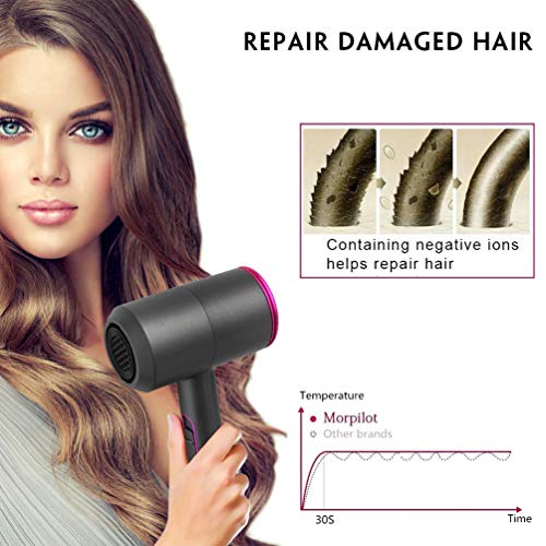 Secador de cabello 2000w secador de pelo profesional 4 en 1 Secador de cabello marrón pequeño con 3 velocidades, 3 boquillas de estilo y difusor, airwrap de viento cálido y frío