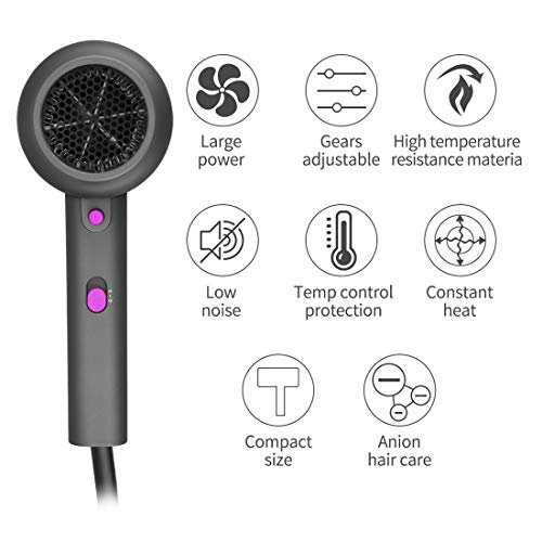 Secador de Cabello Iónico Perfumado 1800W, Hair Dryer de Secado Rápido Profesional, Equipado con 2 Configuraciones de Calor, 3 Velocidades de Viento - Para Viajes/Hogar