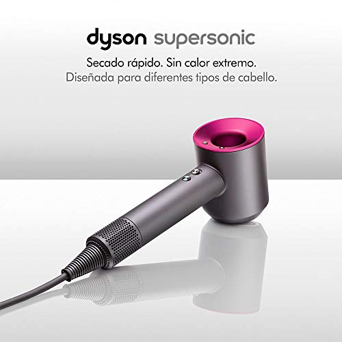 secador de pelo Dyson Supersonic, color metal y Fucsia, HD01, set de regalo