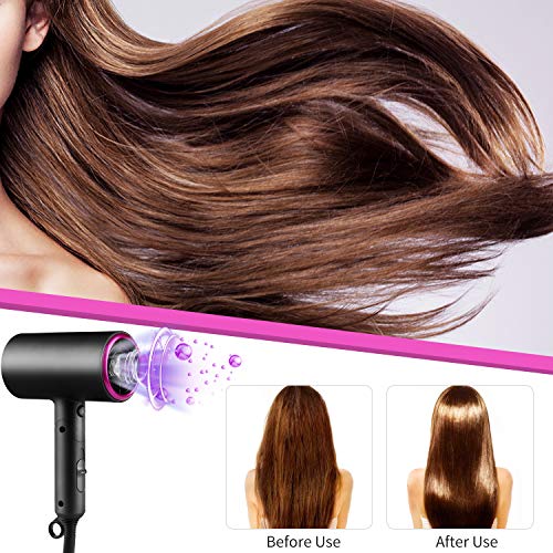 Secador de Pelo, Fityou Profesional Secador Iónico con Diseño de Tubo Interior, 2 Velocidades, 3 Temperaturas, con 2 Concentradores Magnéticos, 1800W, Mango Plegable