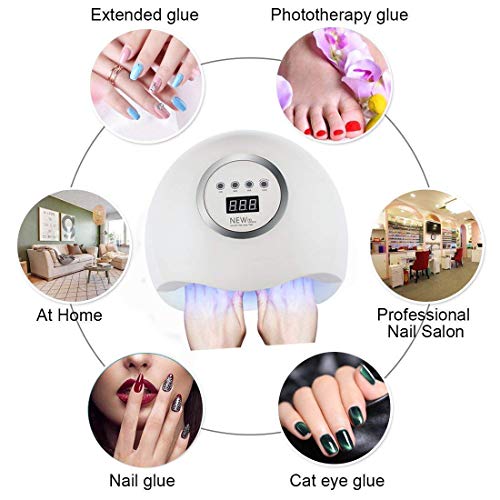 Secador de Uñas 72W lampara led uñas Lámpara LED UV Profesional Manicura/Pedicura Curado Luz Máquina,Para Manicura Shellac y Gel,con 4 Temporizadores,Sensor Automático,Pantalla LCD