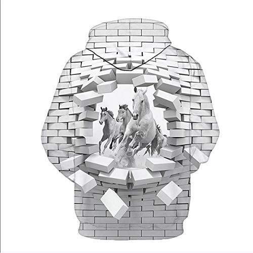 SEGIBUY Sudadera unisex de manga larga con estampado 3D con bolsillos grandes, talla S