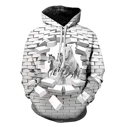 SEGIBUY Sudadera unisex de manga larga con estampado 3D con bolsillos grandes, talla S