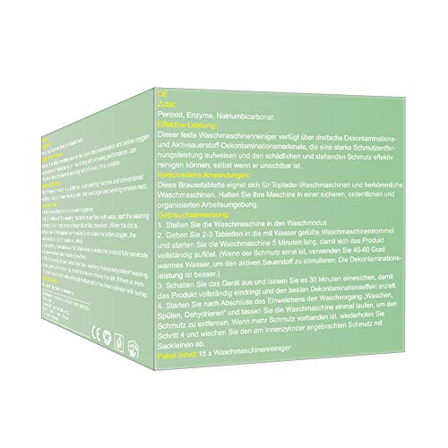 SEGMINISMART Limpiador de Lavadora, Limpiador de Lavadora, Pastillas limpiadoras efervescentes para tabletas, removedor de Limpieza Profunda para baño y Cocina