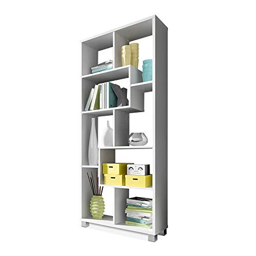 SelectionHome - Estantería librería de diseño Comedor salón, Color Blanco Mate, Medidas: 68,5 x 161 x 25 cm de Fondo