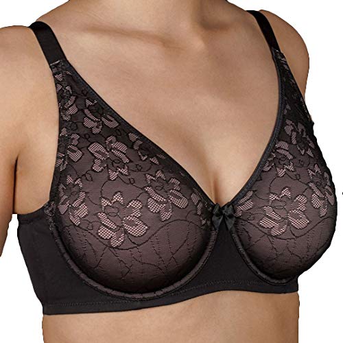 Selene - INMA-C Sujetador Copa C con Aros SIN Relleno REALIZADO EN Microfibra con BLONDA Encaje Color: Negro Talla: 110