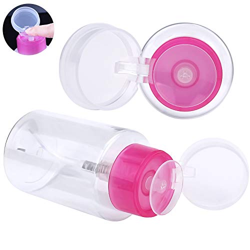 SelfTek 2 piezas Dispensadores de bomba removedor de esmalte de uñas botella plástica vacía transparente