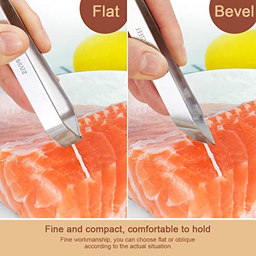 SelfTek Pinzas de acero inoxidable Pinzas 3 piezas Pinzas de 6.3 pulgadas, pinzas de hueso planas e inclinadas de 4.7 pulgadas Pinzas para utensilios de cocina Chef, puntas dentadas de precisión