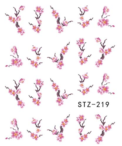 SELLX Nail Art Flower Pink Colors Rose Water Design Tattoos Nail Sticker Decals para herramientas de manicura de belleza, STZ219