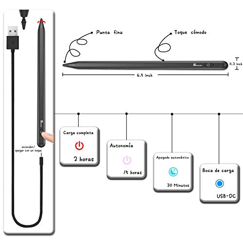 Selvim Stylus Pen, Lápiz para iPad 2018 2019 2020, Pencil para Tablet con Rechazo de Palma, Preciso Bolígrafo Digital para Dibujar, Tomar Notas por iPad Mini, iPad Air, iPad Pro