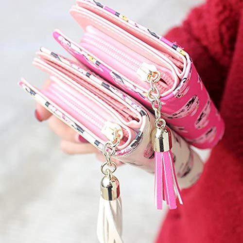 Sencillo Vida Carteras Mujer con Monedero Pequeñas Borla AdornosMonederos Desigual Bolsos de Mano para Señora Billetera Corto de Mujeres Baratas para Monedas Tarjeta (Beige)