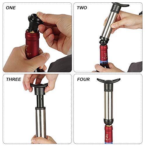 SENHAI - Bomba de vino con 15 tapones para botella de vino, dispensador de vacío y tapón de goma para vino con marcadores de fecha para quitar el aire y el sellado al vacío