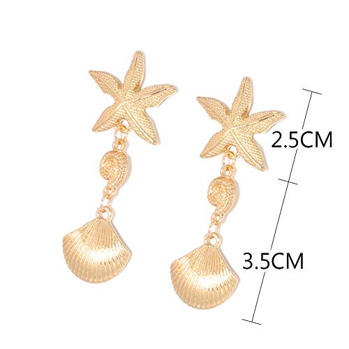 SEniutarm - Pendientes de estrella de mar bohemio, para mujer, diseño de gota
