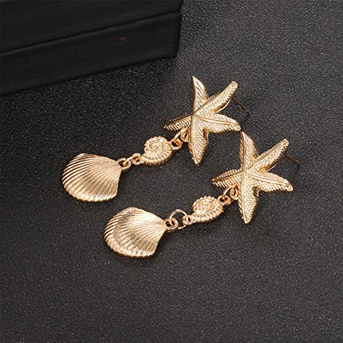SEniutarm - Pendientes de estrella de mar bohemio, para mujer, diseño de gota