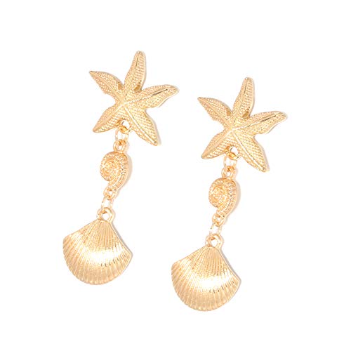 SEniutarm - Pendientes de estrella de mar bohemio, para mujer, diseño de gota