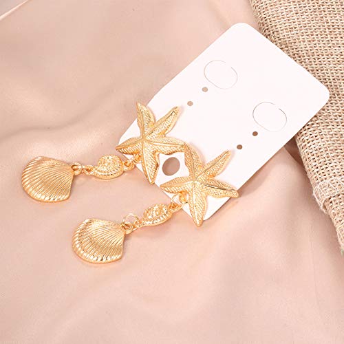 SEniutarm - Pendientes de estrella de mar bohemio, para mujer, diseño de gota
