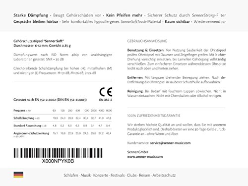 Senner Soft Tapones Protectores auditivos (SNR 30) con Caja. Ideal para Dormir, protección de Trabajo y para protección contra el Ruido, Amarillo/Transparente