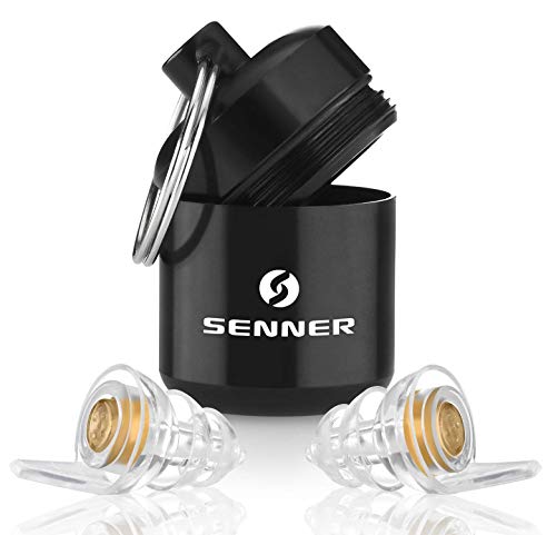 Senner WorkPro tapones transparentes para oídos (SNR 18dB) con soporte de aluminio, para un uso prolongado y repetitivo, con filtro de color naranja/transparente