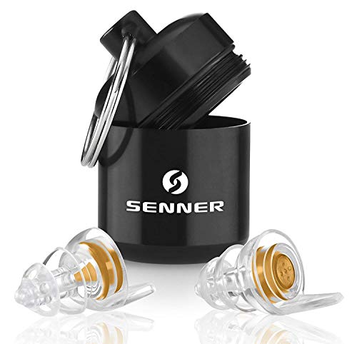 Senner WorkPro tapones transparentes para oídos (SNR 18dB) con soporte de aluminio, para un uso prolongado y repetitivo, con filtro de color naranja/transparente