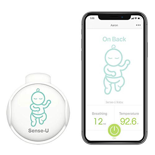 Sense-U bebé Monitor de respiración y movimiento del sueño estomacal del bebé : alarma de respiración, alarma de sueño estomacal, alarma de sobrecalentamiento, alarma de resfriarse