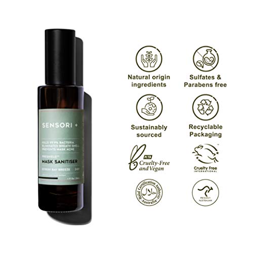 SENSORI + FRESHIELD Desinfectante de Mascarilla - Formulado con ácido salicílico y Aloe Vera - Perfecto para prevenir el acné el rostro - Byron Bay Breeze 2481-30ml