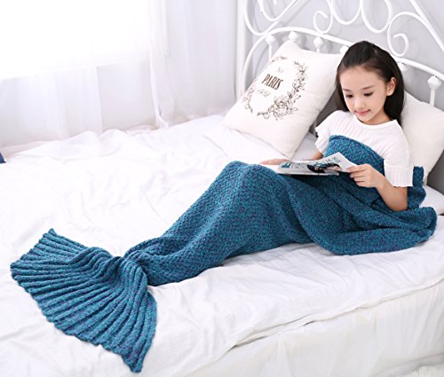 SENYANG Cola De Sirena Manta - Regalos para niñas, Manta De Sirena para Niñas, Bolsas De Dormir para Niños,La Mejor opción para Regalos de niñas, Regalos de cumpleaños(Lake Blue)