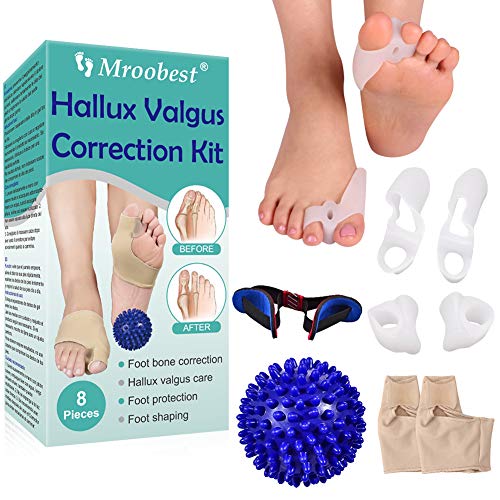 Separador Dedos Pie, Hallux Valgus Corrector, Corrector De Juanetes, Corrección invisible de hallux valgus, Huesos grandes del pie, Dedos superpuestos, etc, Para aliviar el dolor de pie, 8 piezas