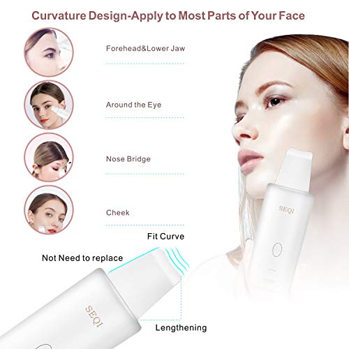 SEQI Limpiador Facial Ultrasónico, Peeling Ultrasónico Facial con 3 Modos,Skin Scrubber, USB Recargable, Exfoliación Facial Ultrasónica Limpiador de Poros para Limpieza Facial y Cuidado Facial(blanco)