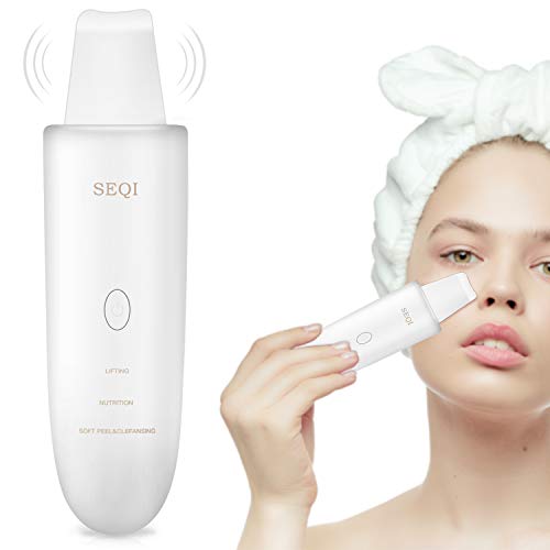 SEQI Limpiador Facial Ultrasónico, Peeling Ultrasónico Facial con 3 Modos,Skin Scrubber, USB Recargable, Exfoliación Facial Ultrasónica Limpiador de Poros para Limpieza Facial y Cuidado Facial(blanco)