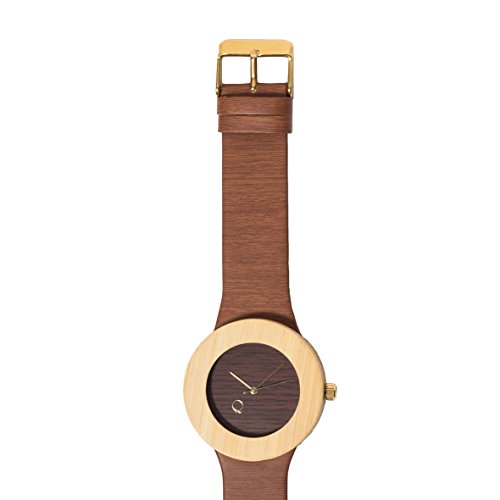 seQoya - Baobab | Reloj de Madera con Esfera de Madera y Correa de Piel ecológica simulando Madera Estampada | Reloj Hombre y Mujer | Diseño único y Original