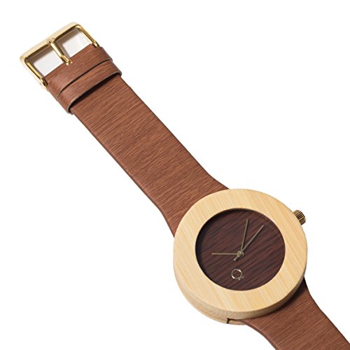 seQoya - Baobab | Reloj de Madera con Esfera de Madera y Correa de Piel ecológica simulando Madera Estampada | Reloj Hombre y Mujer | Diseño único y Original