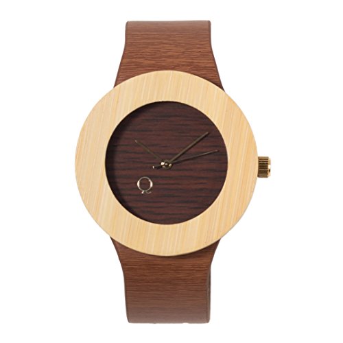 seQoya - Baobab | Reloj de Madera con Esfera de Madera y Correa de Piel ecológica simulando Madera Estampada | Reloj Hombre y Mujer | Diseño único y Original