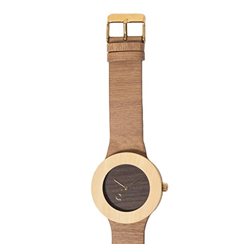 seQoya - Crooked | Reloj de Madera con Esfera de Madera y Correa de Piel ecológica simulando Madera Estampada | Reloj Hombre y Mujer | Diseño único y Original