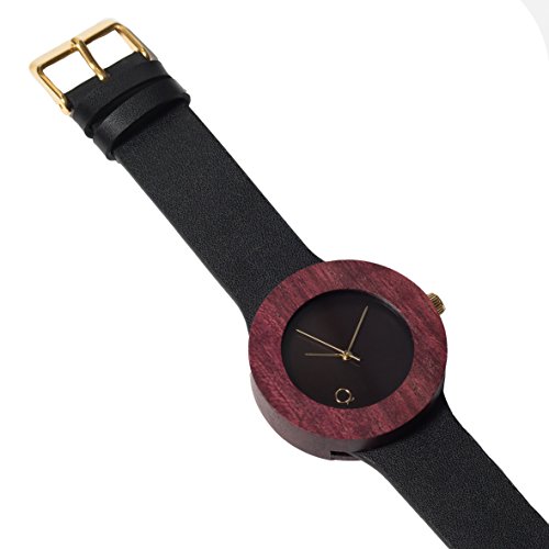 seQoya - Purple Heart| Reloj de Madera con Esfera de Madera y Correa de Piel ecológica simulando Madera Estampada | Reloj Hombre y Mujer | Diseño único y Original